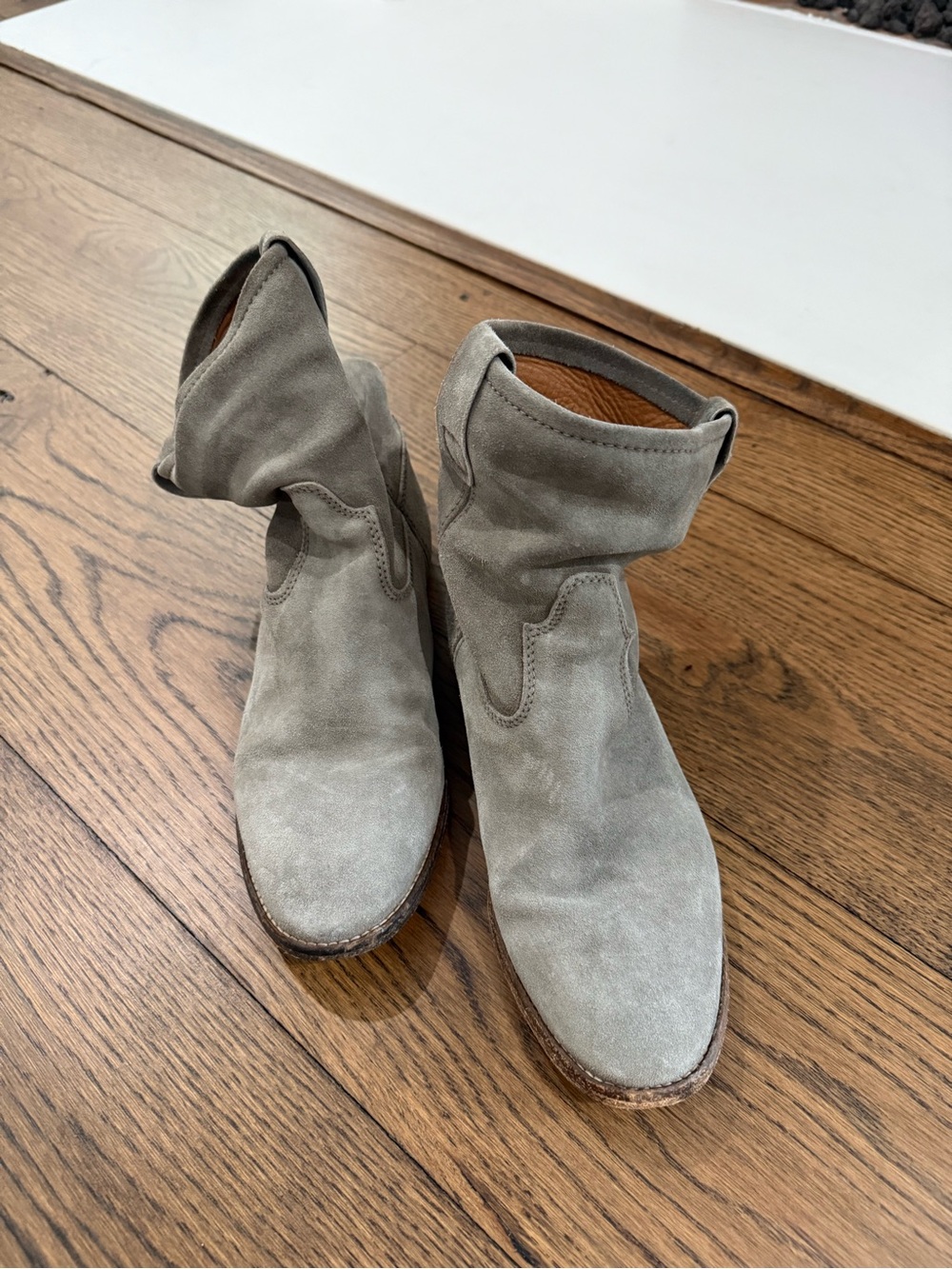 Isabel Marant Suede Ankle Boots in Taupe/geey